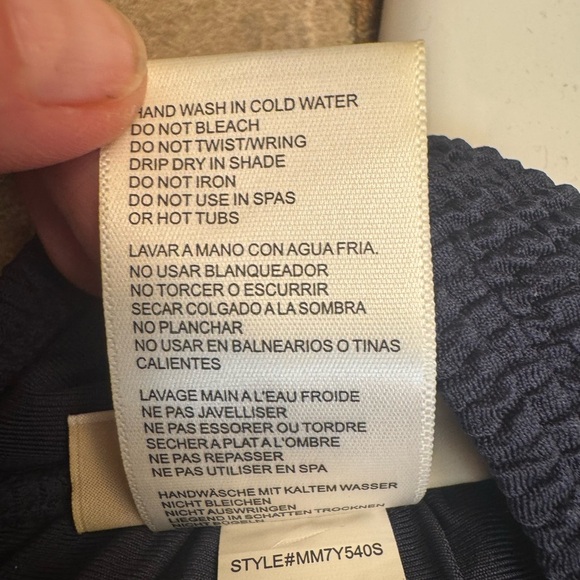 MICHAEL MICHAEL KORS Navy Blue RuchedTop Bandeau Padded Bikini Top Size Medium - Picture 14 of 15